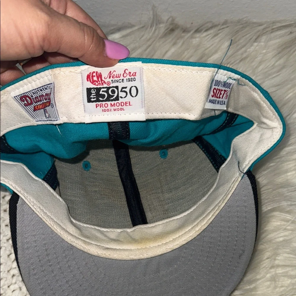 Vintage New Era Teal and Black Marlins Cap - Picture 8 of 8